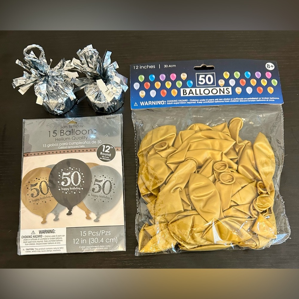 50th Birthday Party Balloons Black Gold Silver Decorations